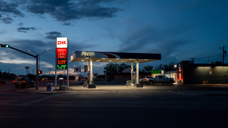 Gas and diesel prices are displayed at a Alon gas station on August 13, 2026 in El Paso, Texas.