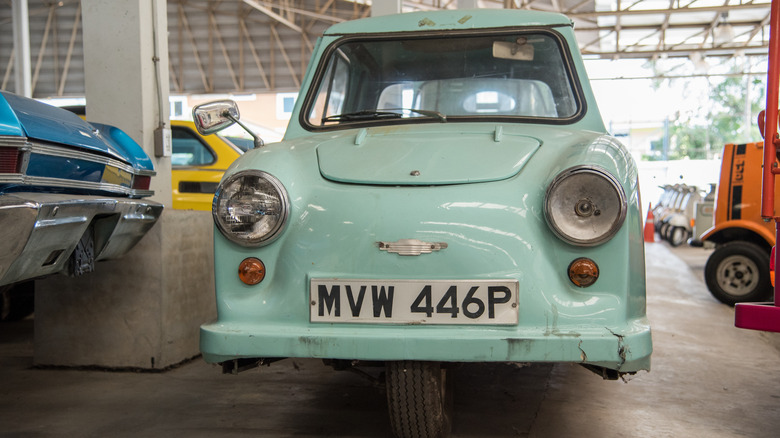 A 1975 Invacar in a garage