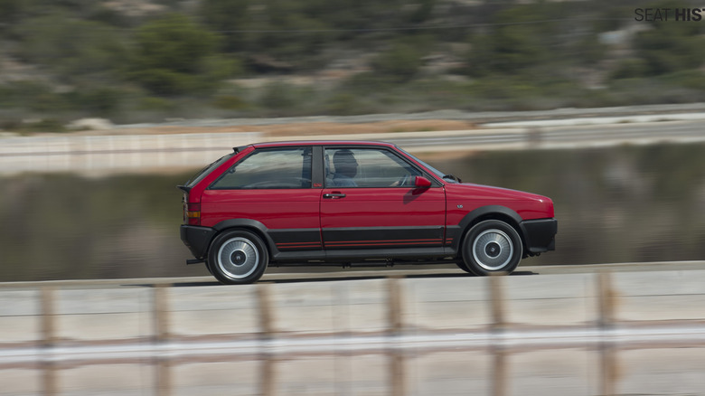 Driving down a waterway in a SEAT Ibiza