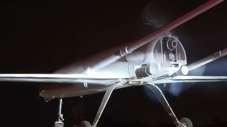 A Ukrainian Kamikaze drone at night