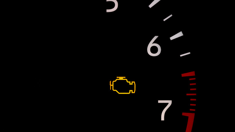 An illuminated check engine light