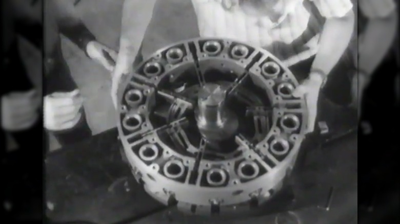 Photo showing Ralph Sarich's Orbital engine being assembled