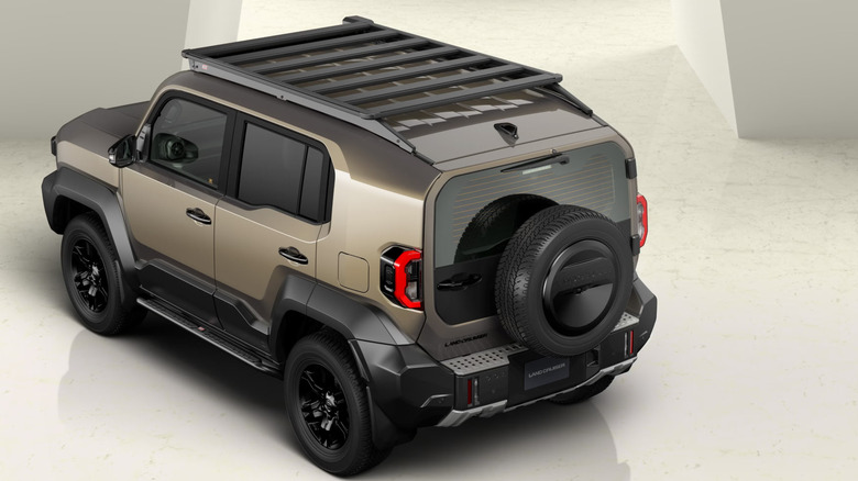 Overhead rear-quarter shot of the new FJ Cruiser