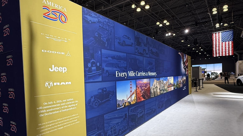 Stellantis America 250 display at the NYIAS