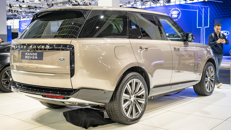 A Land Rover Range Rover on display.