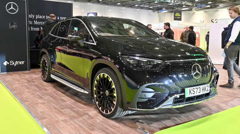 Mercedes-Benz EQE 500 in a show room.