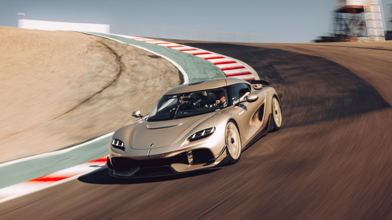 A Koenigsegg Gemera on a track