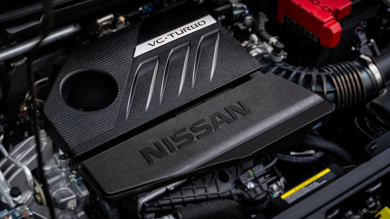 A 2026 Nissan Rogue engine with the brand's name on it