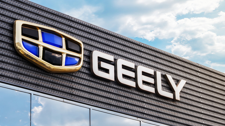 The Geely logo connected nan destruction of its dealership.