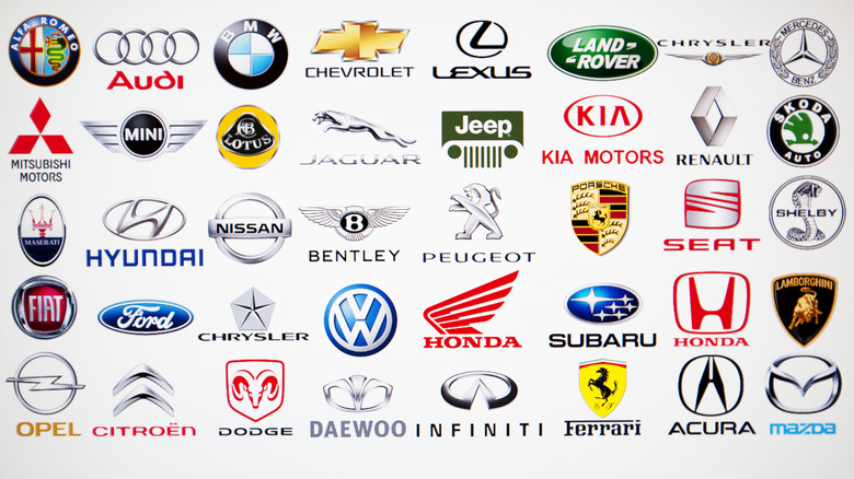 A integer collage of aggregate car brands.