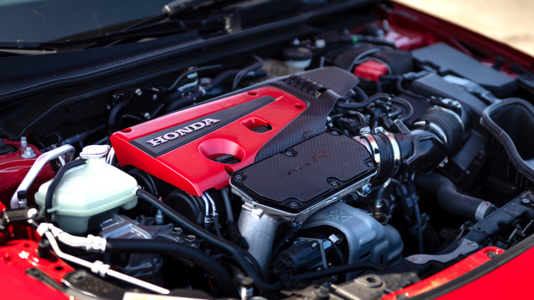 An under-hood shot of 2023 Civic Type R K20C1 engine
