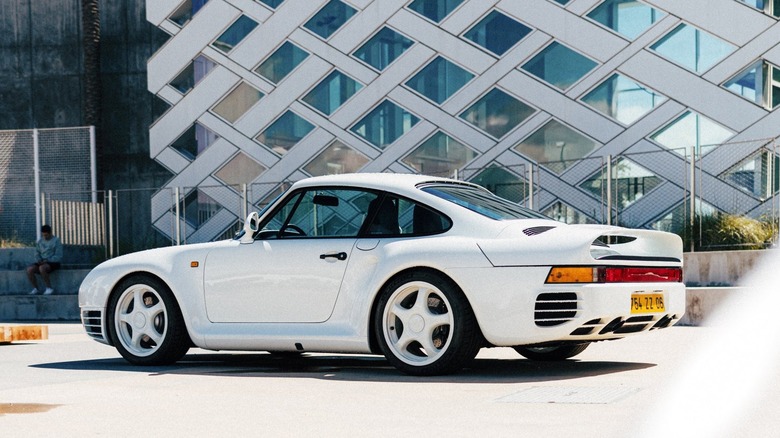 A white Porsche 959 at OC Fair & Event Center, California.