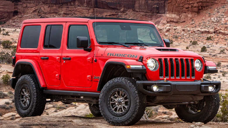 A red 2021 Jeep Wrangler Rubicon 392.