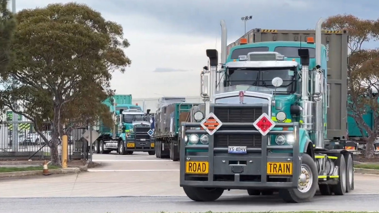 Front shot of a Kenworth Road Train in action