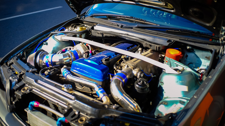 A 2JZ-GTE engine in a Toyota Supra