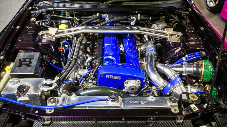 An RB26DETT engine inside a Skyline GT-R