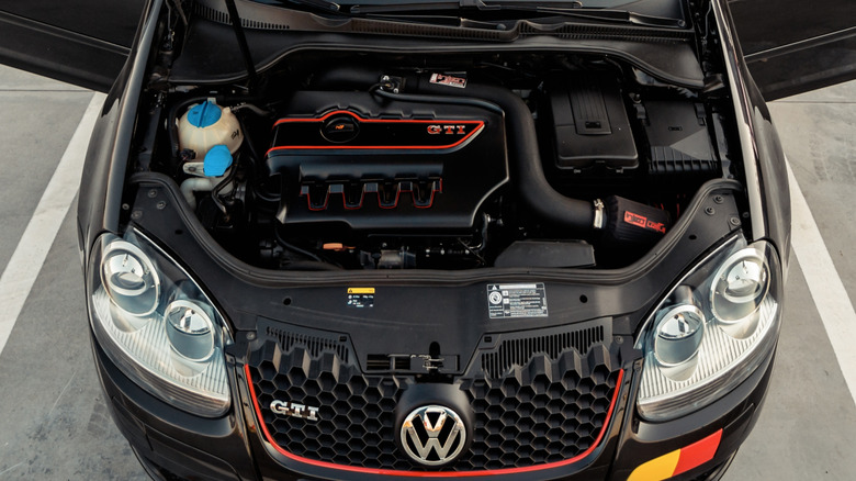 A Volkswagen EA888 engine inside a Golf GTI