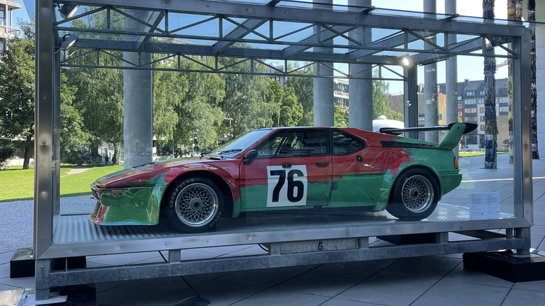 Side view of Andy Warhol's BMW M1 Art Car