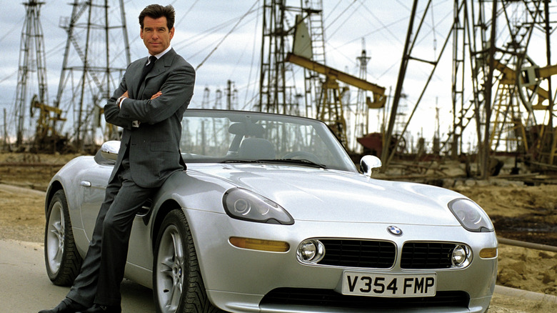 Pierce Brosnan posed with a BMW Z8