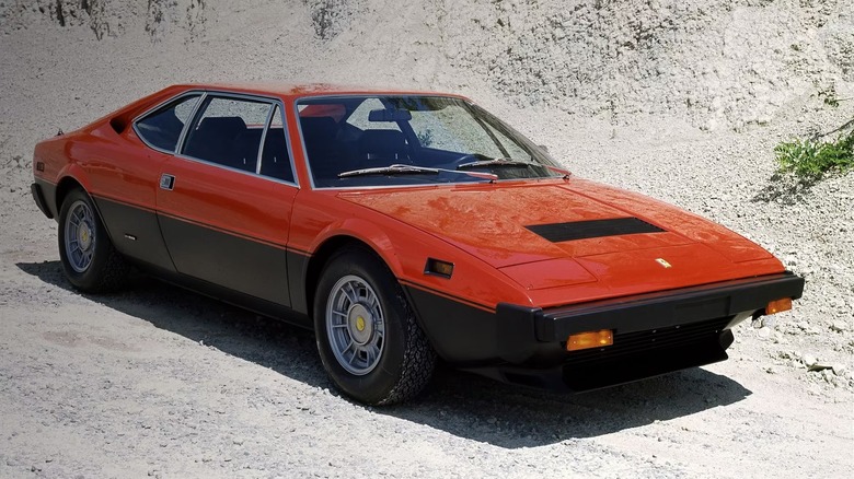 Front 3/4 view of a red Dino 308 GT/4