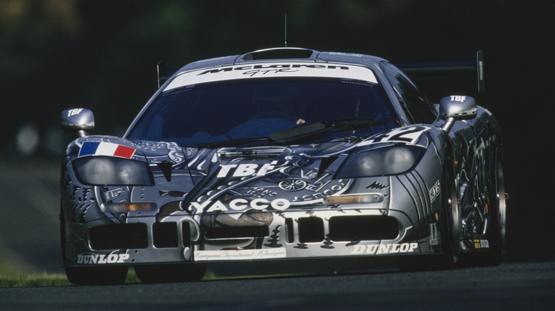 A silver McLaren F1 GTR
