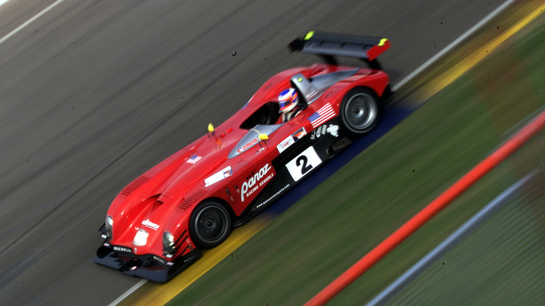 A red Panoz LMP-1 race car