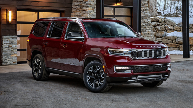 Red 2025 Jeep Wagoneer on display