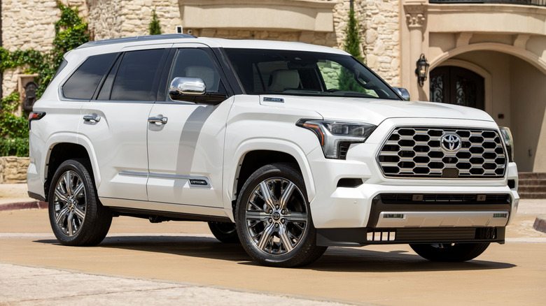 White 2025 Toyota Sequoia on display