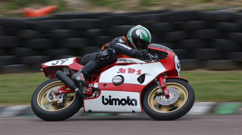 Bimota KB1 cornering on track