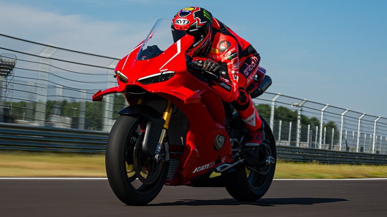 Ducati Panignale V4R on the track.