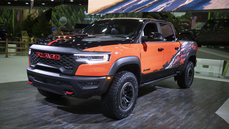 A Ram TRX at an auto show