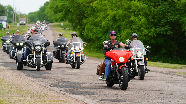 Harley-Davidsons on the road