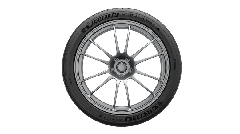 Product photo of Michelin Pilot Sport All Season 4 tire against a white background.