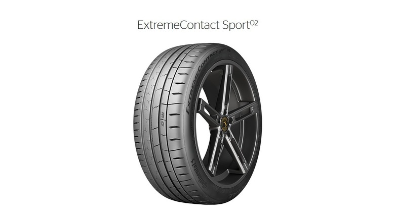 A Continental Extreme Contact Sport 02 tire set against a white background.