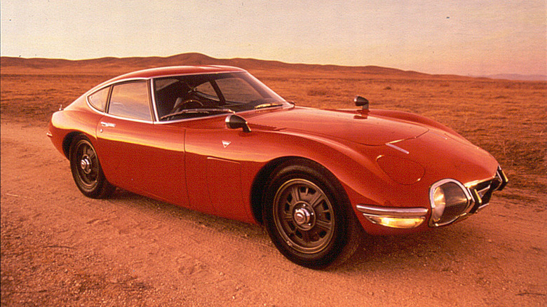 Side view of a red Toyota 2000GT