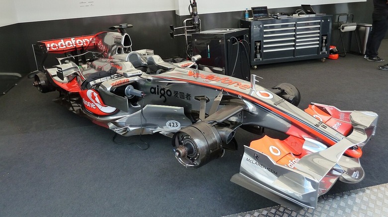 The Silver McLaren Mercedes F1 car at the 2011 Goodwood Festival of Speed.
