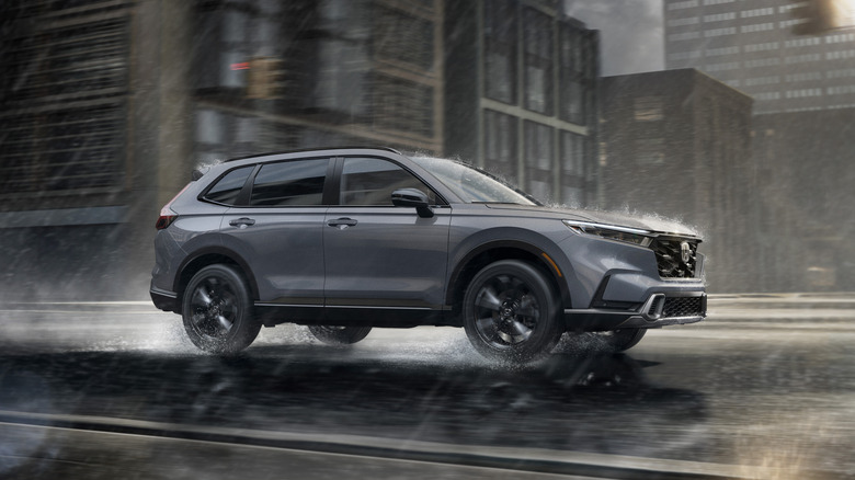 A gray 2026 Honda CR-V in a wet weather photo shoot.