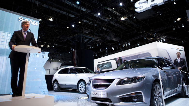 NEW YORK - APRIL 21: Victor Muller, chairman of SAAB Automobile AB, speaks during the New York International Auto Show April 21, 2011 in New York City. The New York Auto Show is one of the largest auto shows in the country. (Photo by Ramin Talaie/Getty Images)