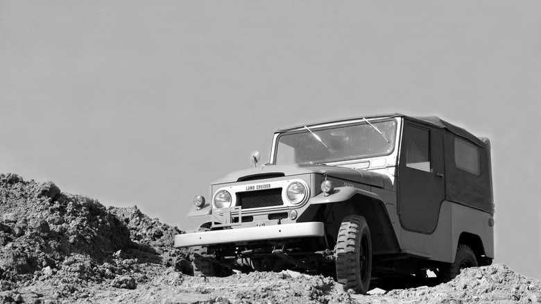 Land Cruiser parked on rocks