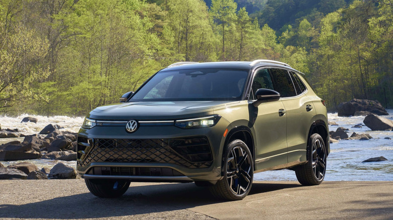 Volkswagen Tiguan parked in front of a babbling brook