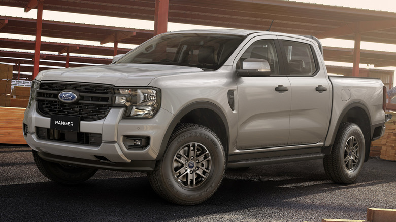 A Ford Ranger parked on a job site