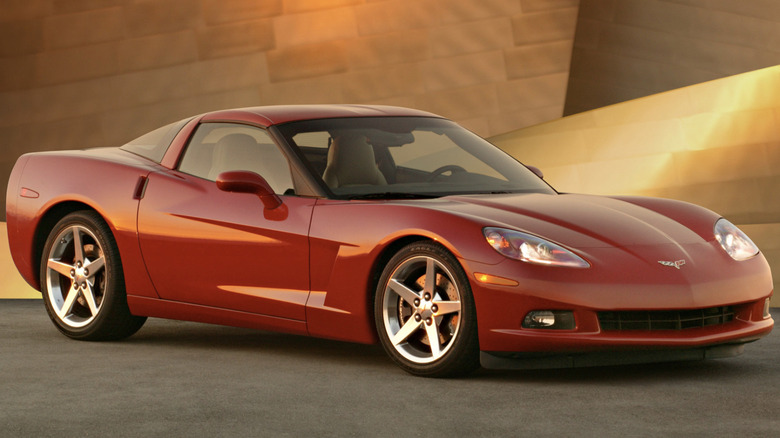 a red Chevrolet corvette