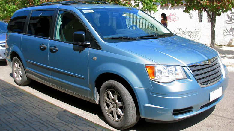 A light blue 2008 Chrysler Town & Country LX