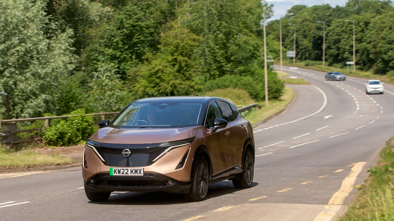 A copper Nissan Ariya