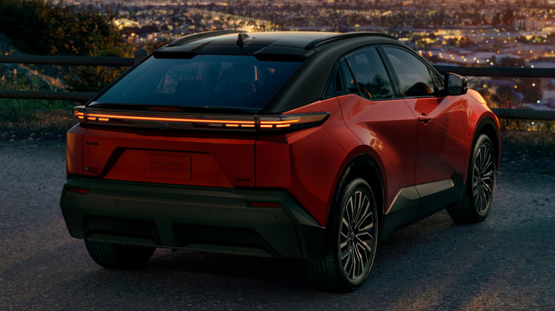 3/4 rear shot of a 2026 Toyota C-HR EV