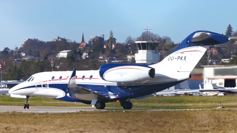 Side view of a Cessna Citation X+ on the ground