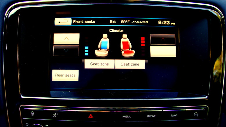 The seat controls on the 2014 Jaguar XJL's infotainment system