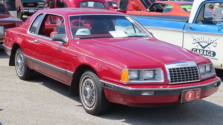 A red 1983 Ford Thunderbird