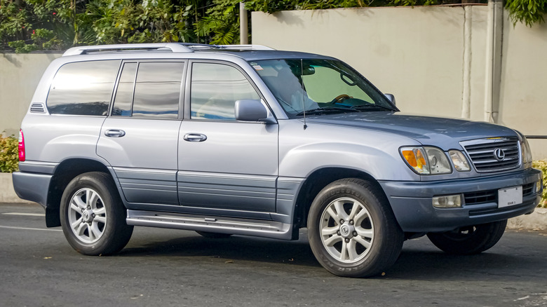 A light blue 2002 Lexus LX 470