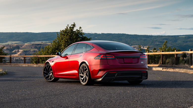 2026 Tesla Model S on a curvy paved road